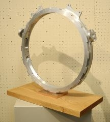 Artwork by Darcy Gould, Untitled, Made of Aluminum ,Copper & Oak Plinth