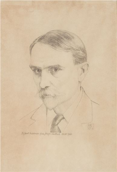 Self portrait by Joseph Edward Southall, 1918
