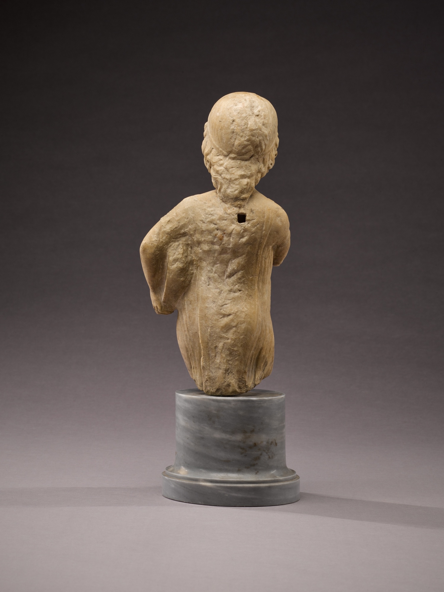 Artwork by Antonio Rizzo, Child with tambourine, Made of marble, on a later grey marble base