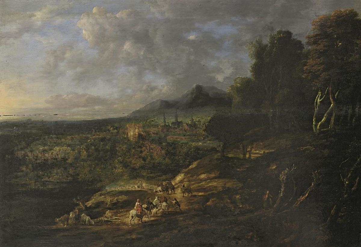 Weite Landschaft mit Hirten und Herde - Lucas van Uden
