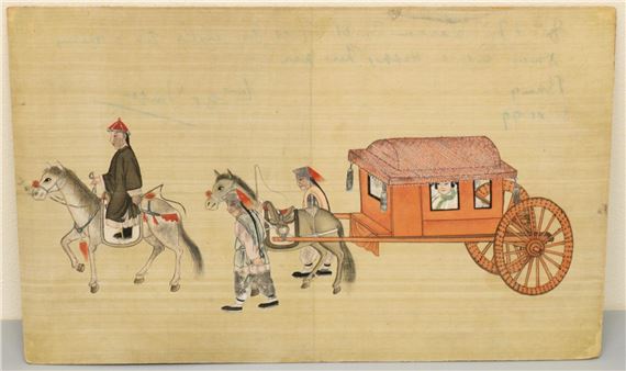 Chinese School, 20th Century | ; Figures with a horse drawn carriage ...