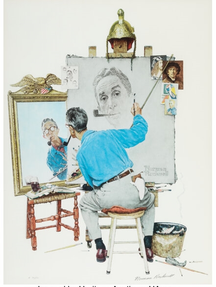 Triple Self-Portrait by Norman Rockwell, 1977