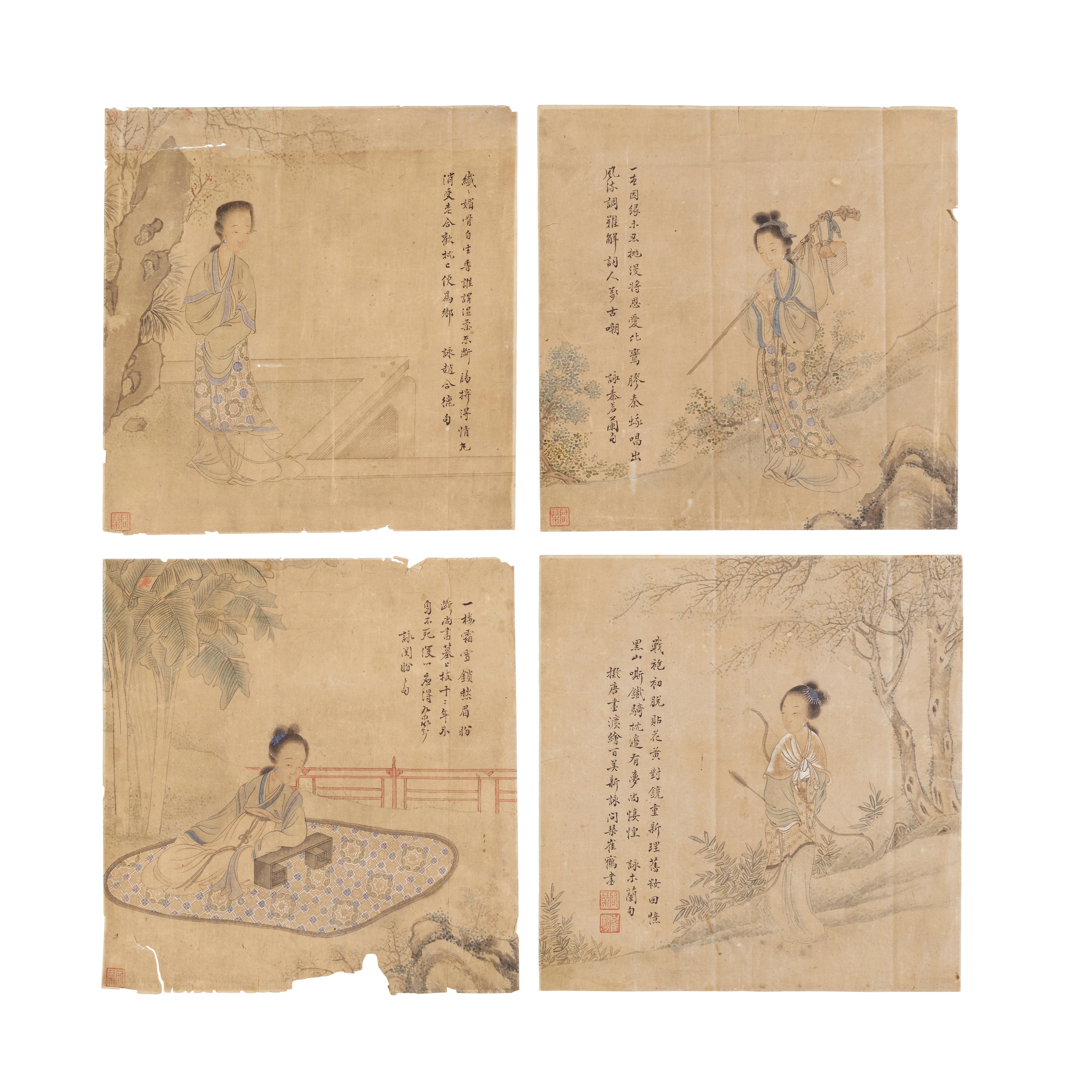 Artwork by Cui He, Four Paintings of Beauties, Made of ink and color on paper