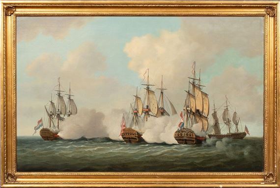 AMERICAN WAR OF INDEPENDENCE OIL PAINTING by Francis Holman, 18th century