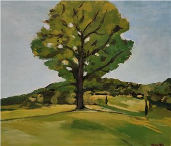 TREE FIELDS HILLY LANDSCAPE PAINTING - Thomas Gdin