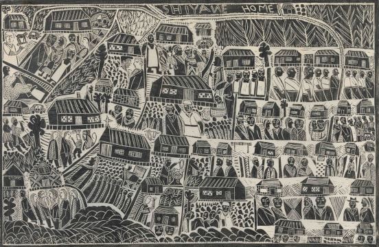 Shiyane Home or Old People Home by John Ndevasia Muafangejo, 1968