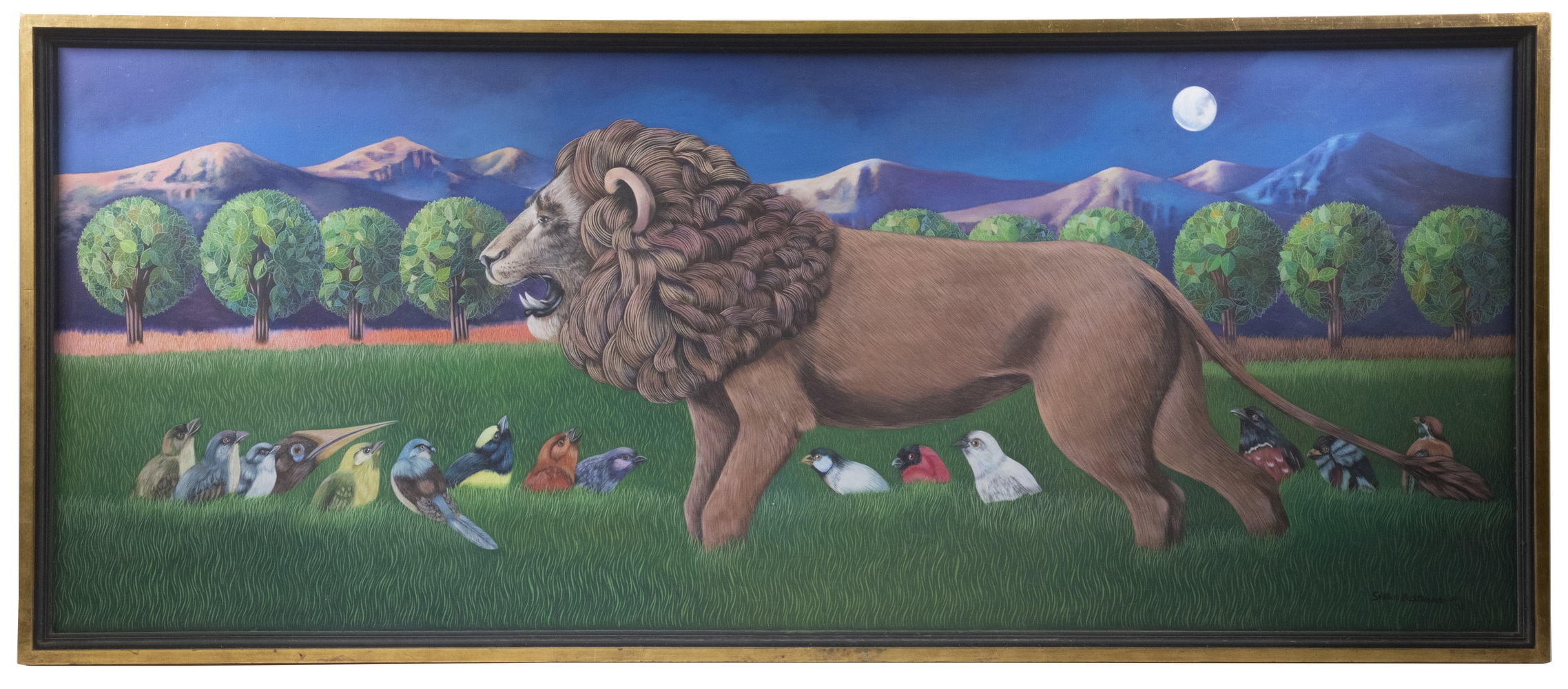 Sergio Bustamante Lion and Birds in the Veldt MutualArt