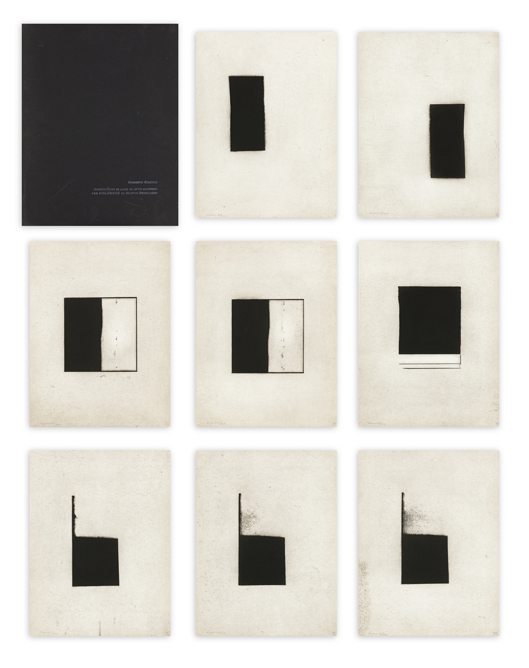 Annotazioni di luce in otto momenti per Holzwege by Roberto Ciaccio, 1990-1992