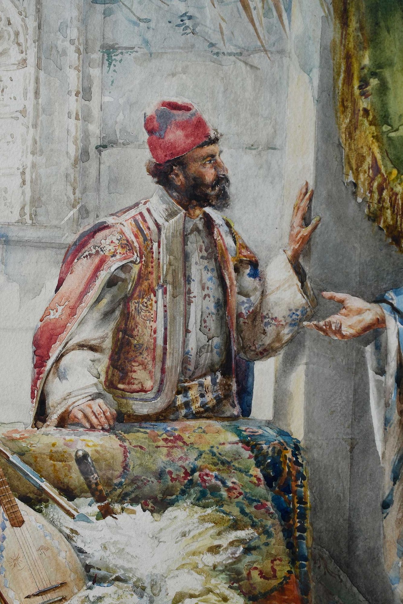 Artwork by Giovanni Antonio Raggi, Turkish Merchant with Gun, Made of watercolor