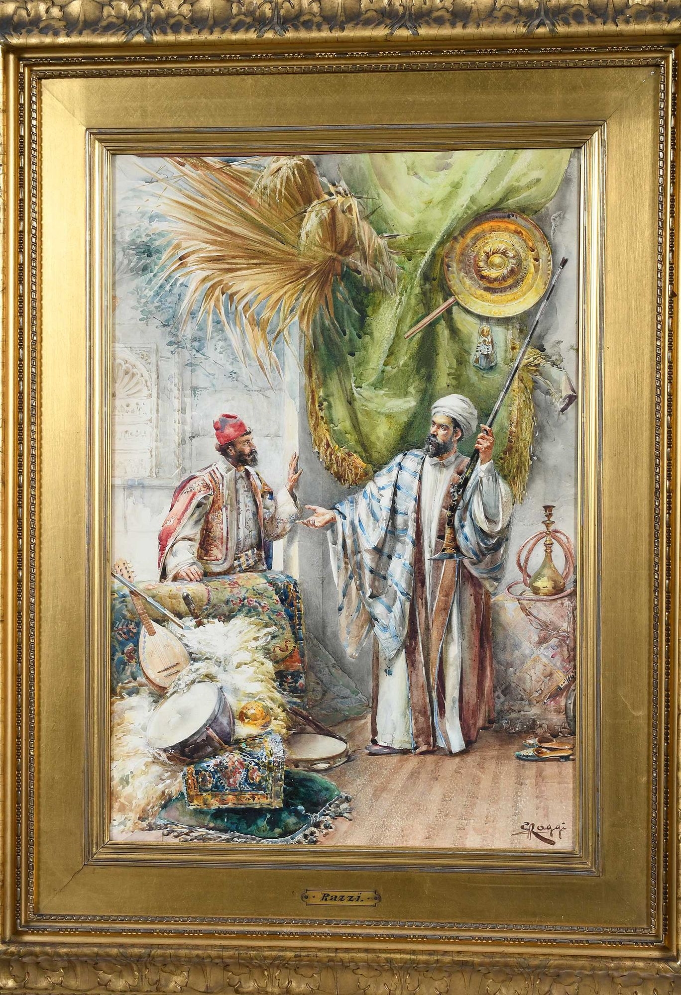 Artwork by Giovanni Antonio Raggi, Turkish Merchant with Gun, Made of watercolor