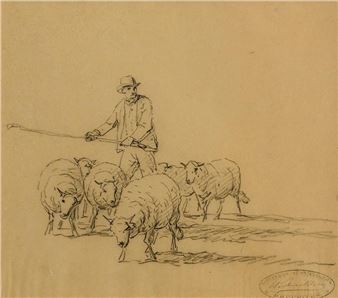 Herding the Sheep - Eugene Joseph Veboeckhoven