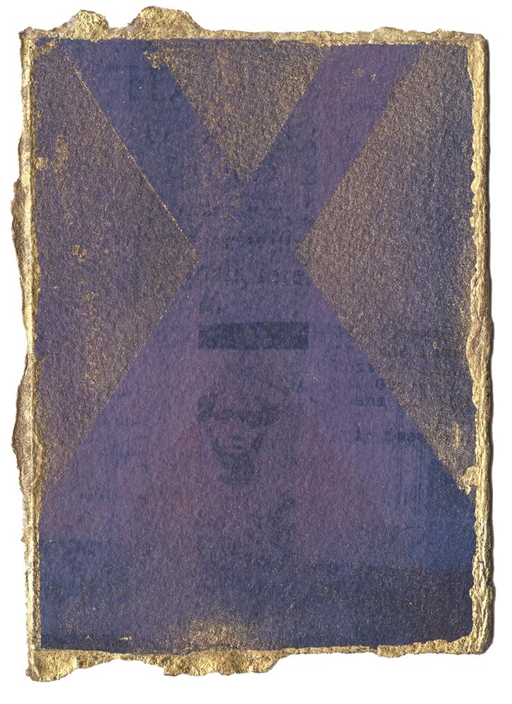 Artwork by Adelaide Damoah, Betwixt and Between Worlds. Detritus I, Made of paint and gold on watercolour paper