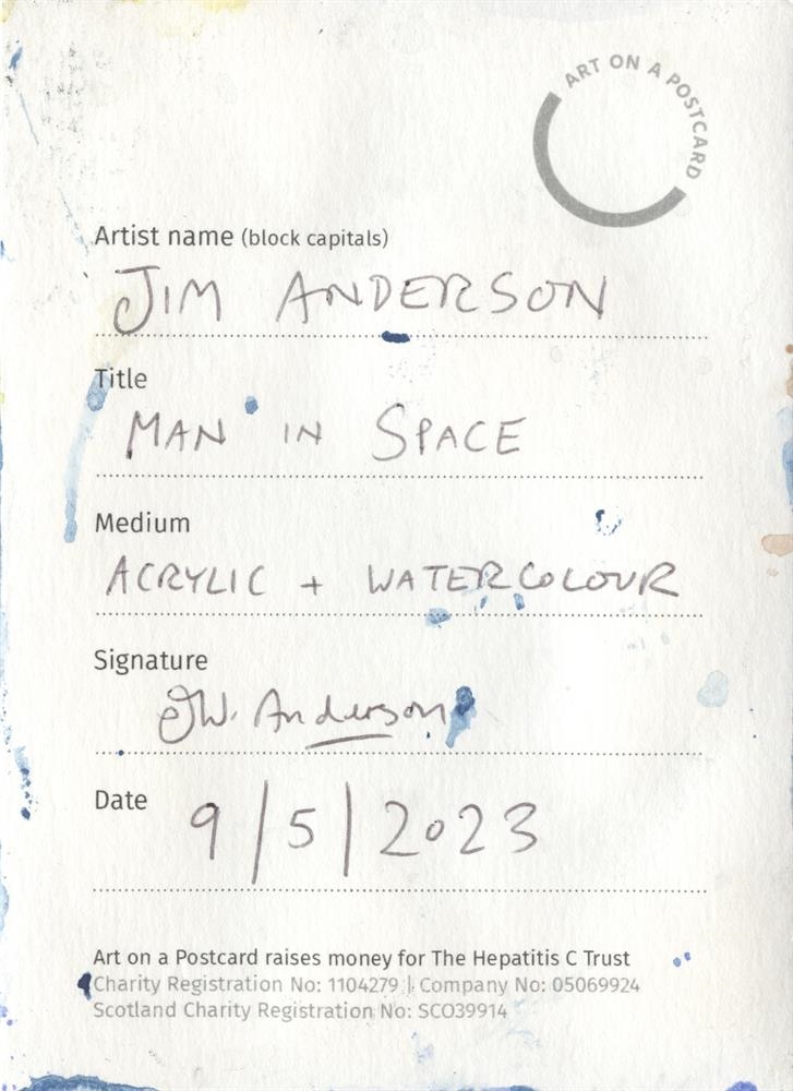 Artwork by Jim Anderson, Man in Space, Made of acrylic and watercolour on paper