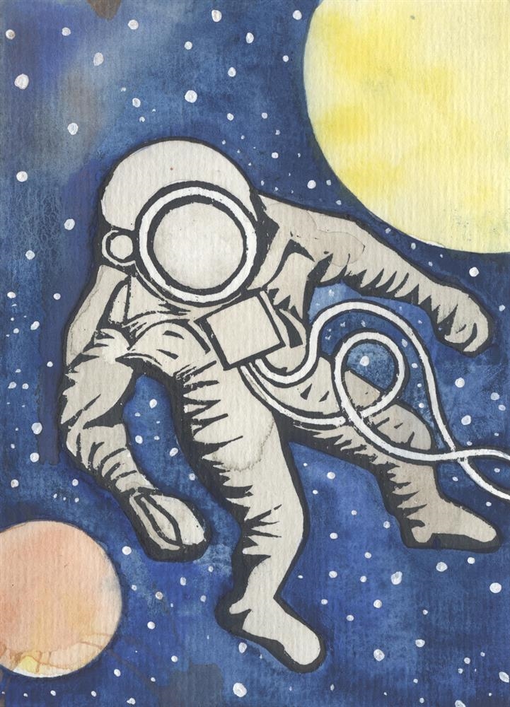 Artwork by Jim Anderson, Man in Space, Made of acrylic and watercolour on paper