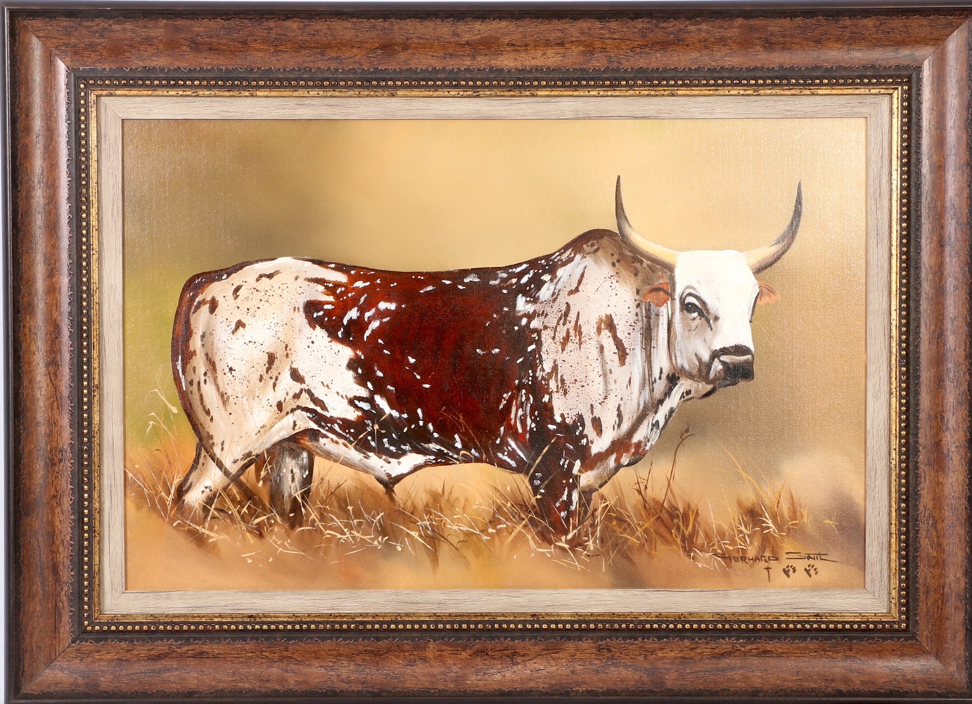 Artwork by Gerhard Smit, NGUNI BULL, Made of oil on canvas on board