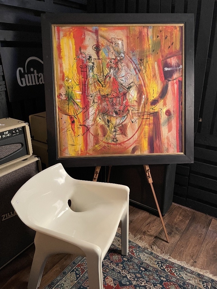 Artwork by Martin Fuller, Figurative subject, possibly a scene from a ballet, Made of oil on canvas