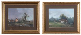 "Redenhall Church" and "Old Norfolk Cottages" - Alfred Saunders