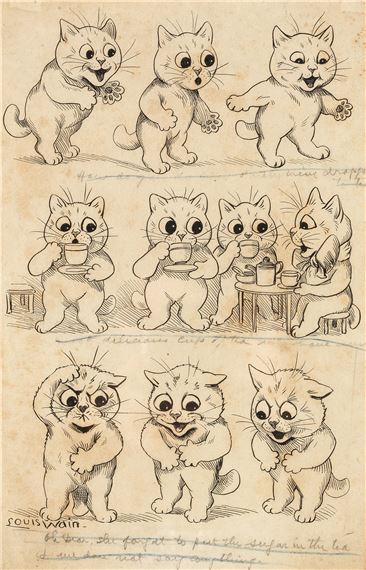 Oh Dear, She Forgot to Put the Sugar in the Tea, And We Did Not Say Anything. by Louis Wain