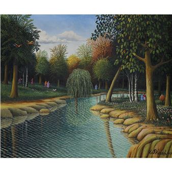 BORD DE RIVIÈRE ANIMÉE - Emile Blondel