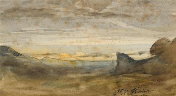 Francois-Auguste Ravier | Plain with blue hills | MutualArt