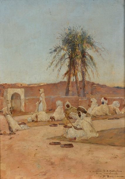 Artwork by Maurice Bompard, Orientals and palm trees, Made of oil on canvas