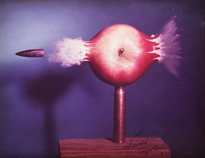 Bullet Piercing an Apple by Harold Eugene Edgerton, 1964