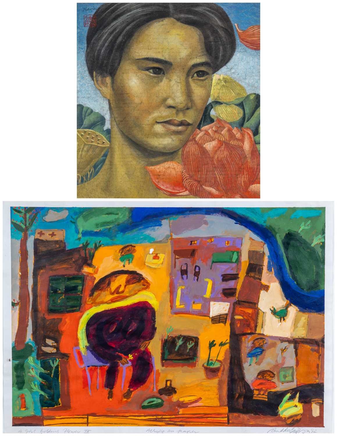 Mirza Quddus | A Girl with Flower IX (1982) | MutualArt