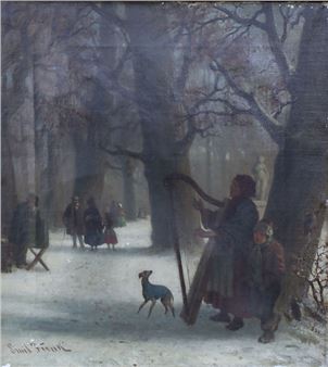 'Harfenspiel im Berliner Tiergarten' / 'Playing harp in the Berlin Tiergarten' - Emil Funk