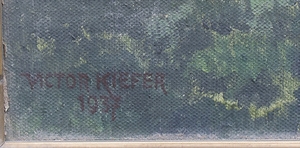 Artwork by Victor Kiefer, 'Frühlingslandschaft mit musizierenden Kindern' / 'Spring landscape with children playing music', Made of Gouache on canvas