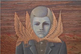 'Blauer Kopf mit Vögeln' / 'Blue head with birds' - Haim Satat