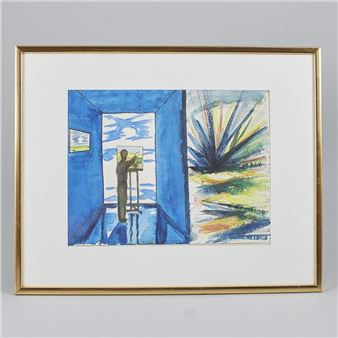 ateljé. Akvarell - John Ivar Berg