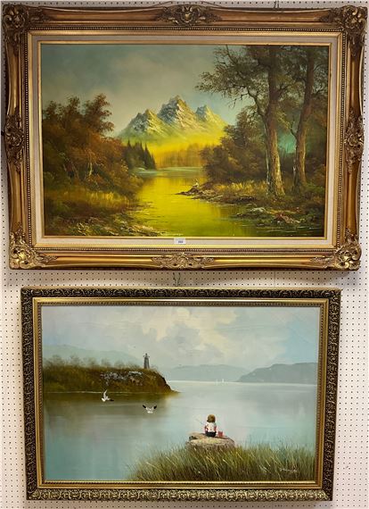 Autumn Glade and Snow Capped Mountains, by Continental School, 20th Century, 20th century