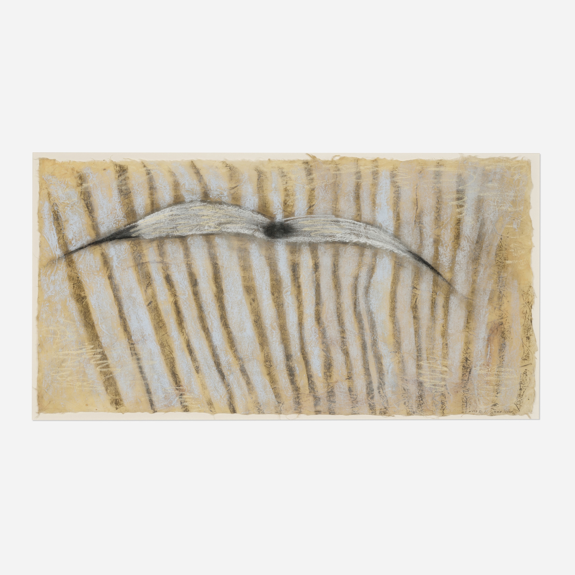 Artwork by Mira Schor, Untitled, Made of pastel on rice paper