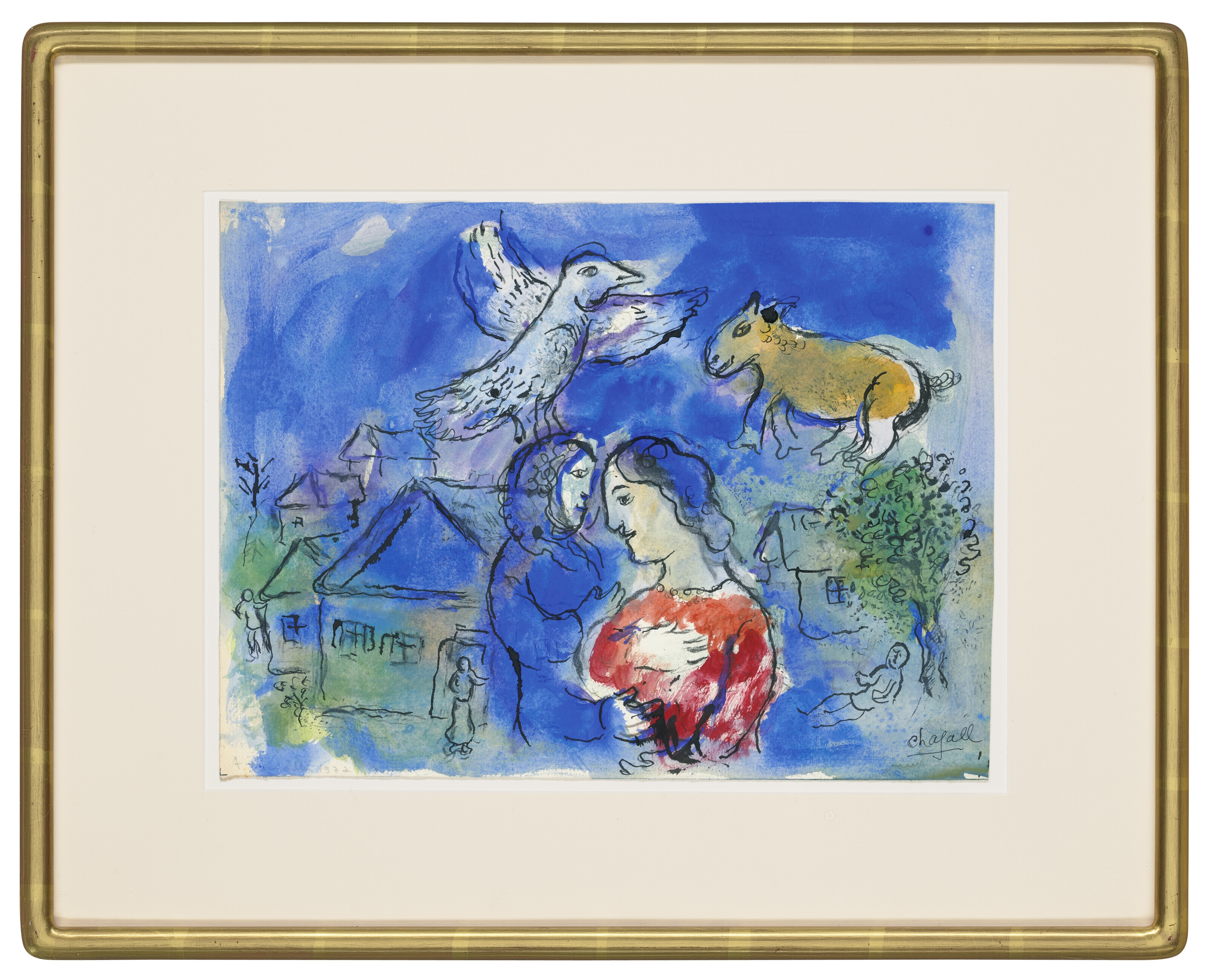 Marc Chagall、Fenetre au village、希少画集画、新品高級額