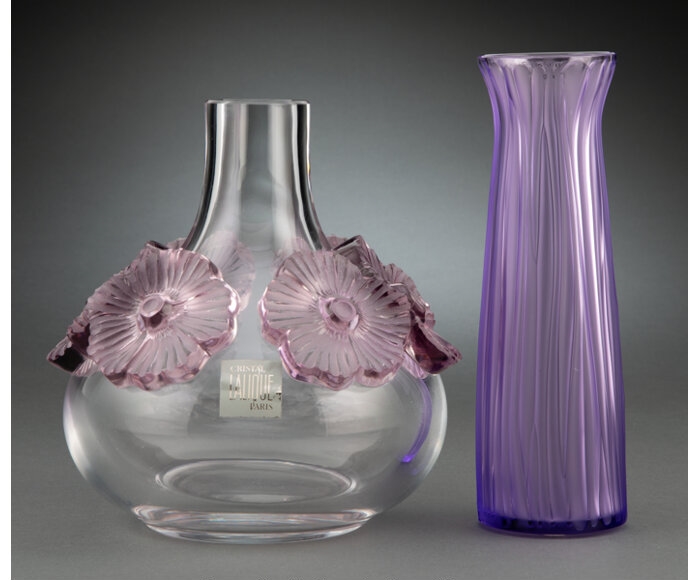 Two Lalique Glass Vases by René Lalique, post 1945