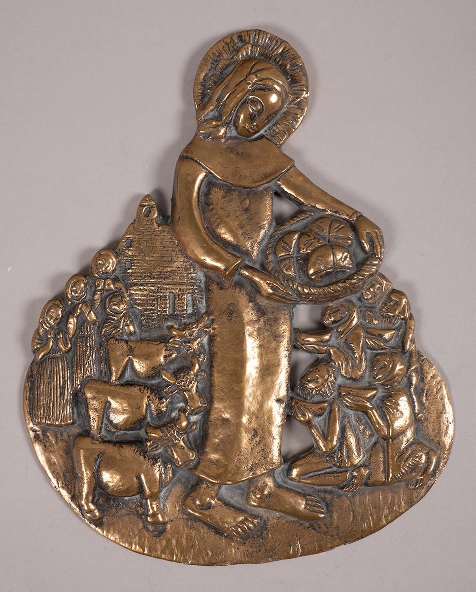 Artwork by Imogen Stuart, SAINT BRIGID FEEDING THE POOR, Made of bronze