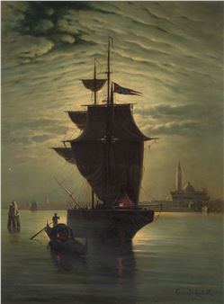 NIGHT VIEW OF THE SAINT MARK'S BASIN TOWARDS THE ISLAND OF SAN GIORGIO - Giuseppe de Rubelli