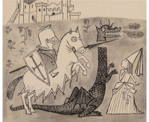 Dragon Slayer ... Thank you very much, What Do You Say Dear?, unpublished alternative illustration by Maurice Sendak, 1958