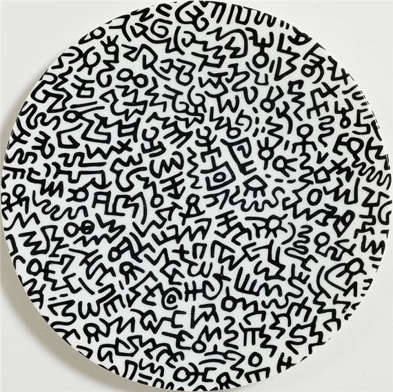 Keith Haring | Black Pattern Plate | MutualArt