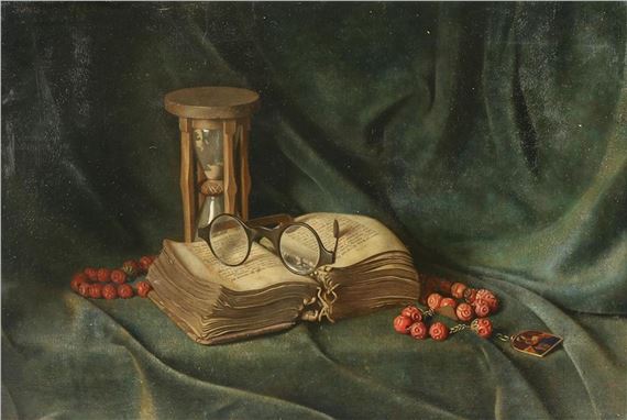 Stilleven met zandloper by Karel van Veen, "23.8.1938"