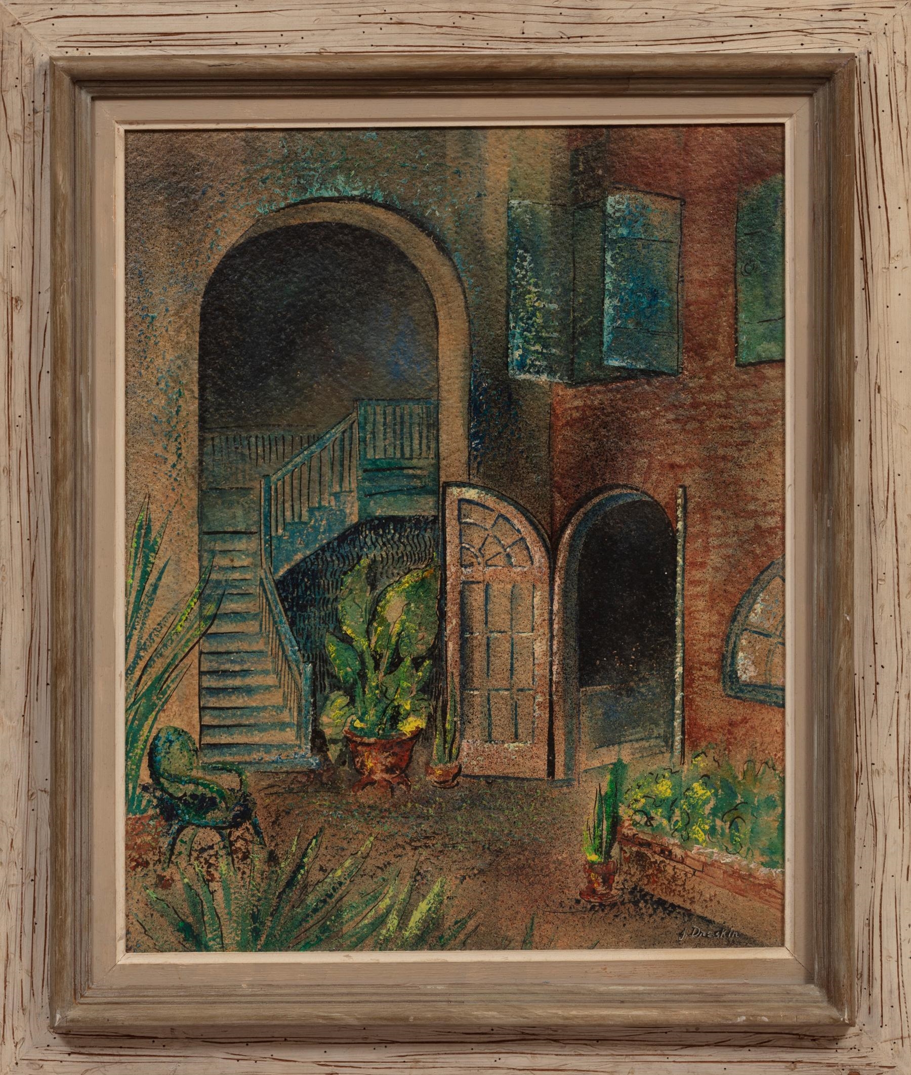Artwork by Jeanet Dreskin, French Quarter - New Orleans, Made of polymer on paper laid on board