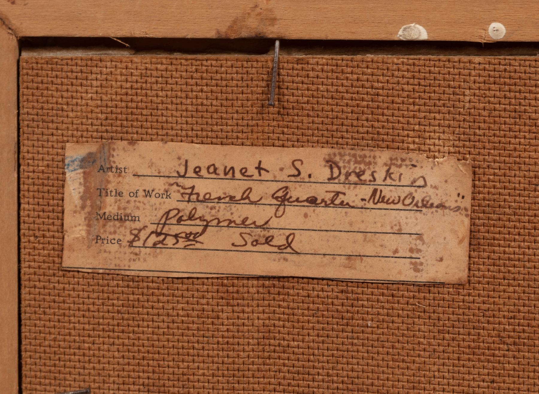 Artwork by Jeanet Dreskin, French Quarter - New Orleans, Made of polymer on paper laid on board