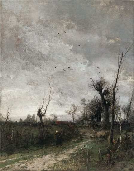 Georg Oeder | Landscape with peasant (1846) | MutualArt