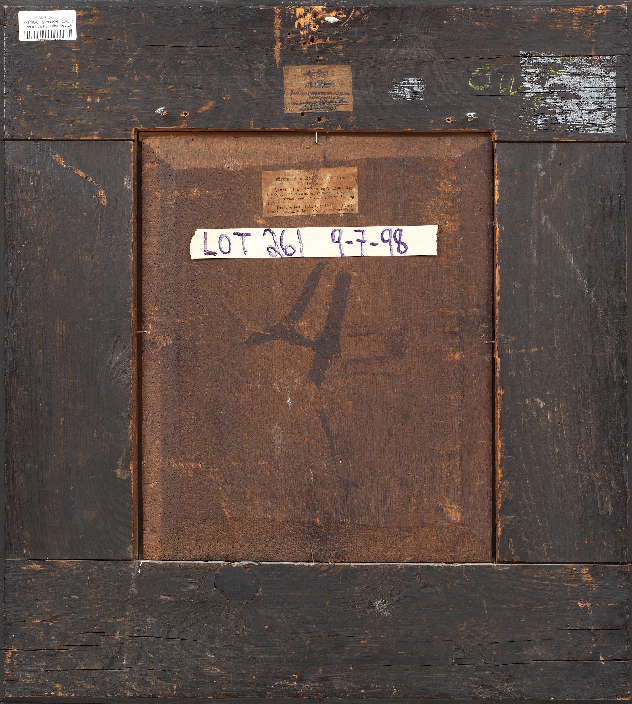 Artwork by Harmen Loeding, Still life of peaches and grapes with a roemer on a draped ledge, Made of oil on panel