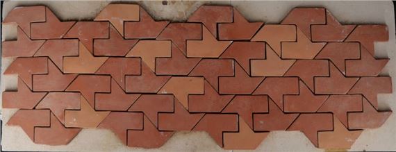 Pierre Lèbe | Large rectangular plaster panel supporting 56 briquettes ...