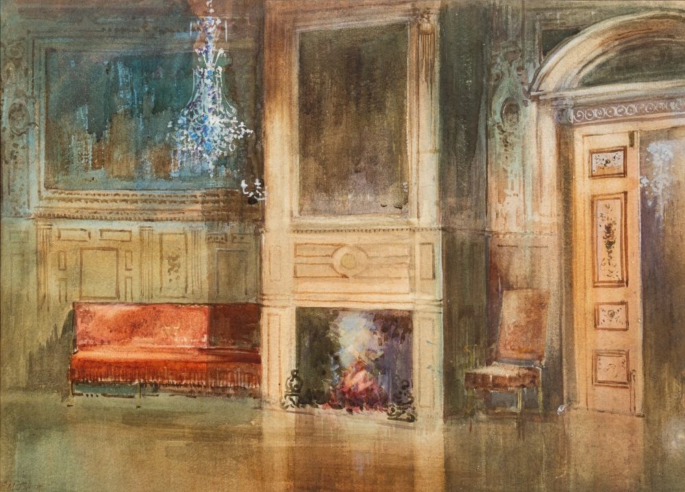 Artwork by Edward William Trick, Four Stately Interiors, Made of watercolours