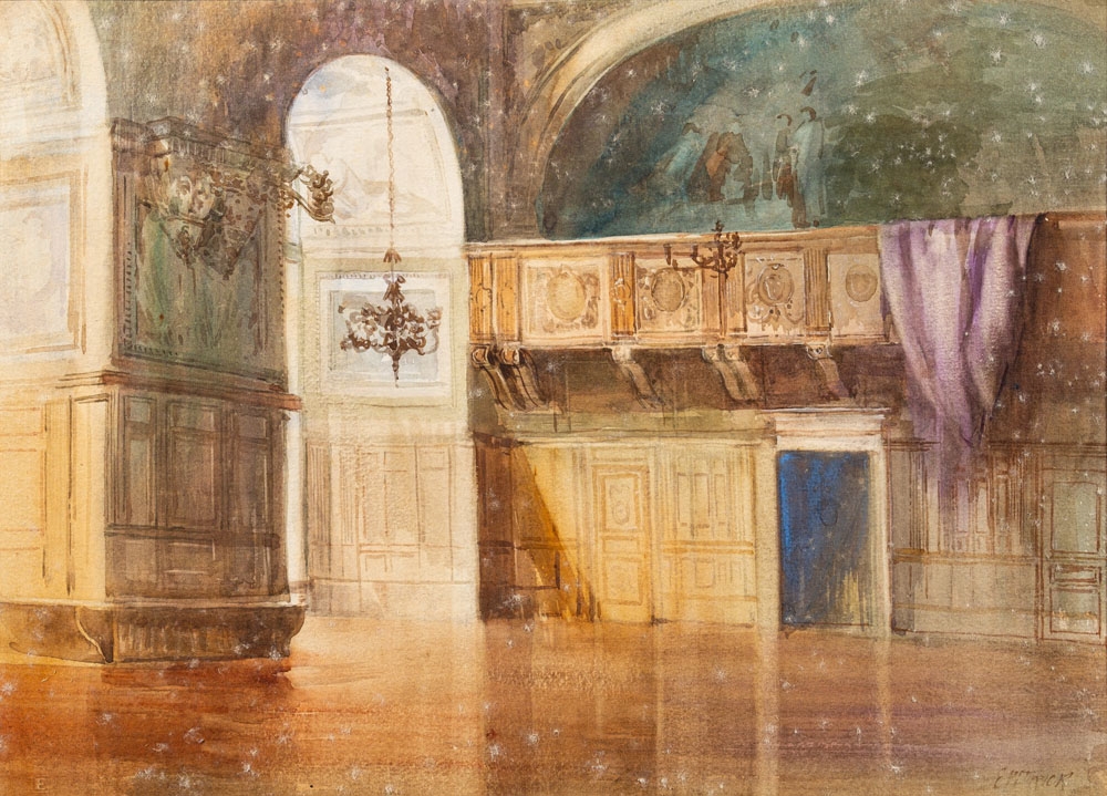 Artwork by Edward William Trick, Four Stately Interiors, Made of watercolours
