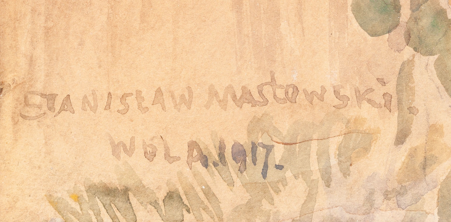 Artwork by Stanisław Masłowski, Landscape from Wola Rafalowska, Made of cardboard