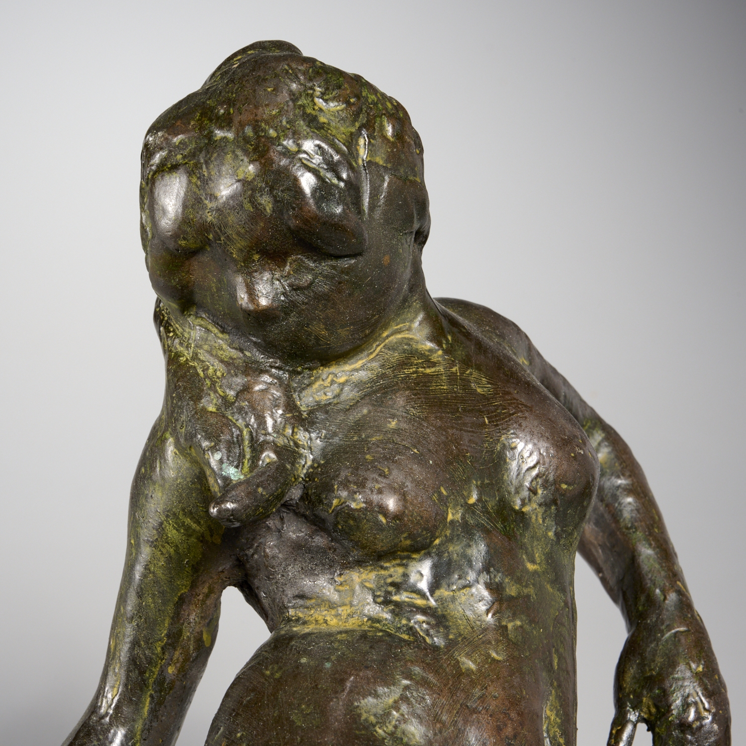 Artwork by Edgar Degas, "Danseuse regardant la plante de son pied droit" (Dancer looking at the sole of her right foot), Made of bronze