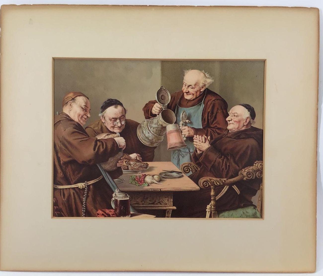 Eduard von Grützner | Seated monks drinking and dining | MutualArt